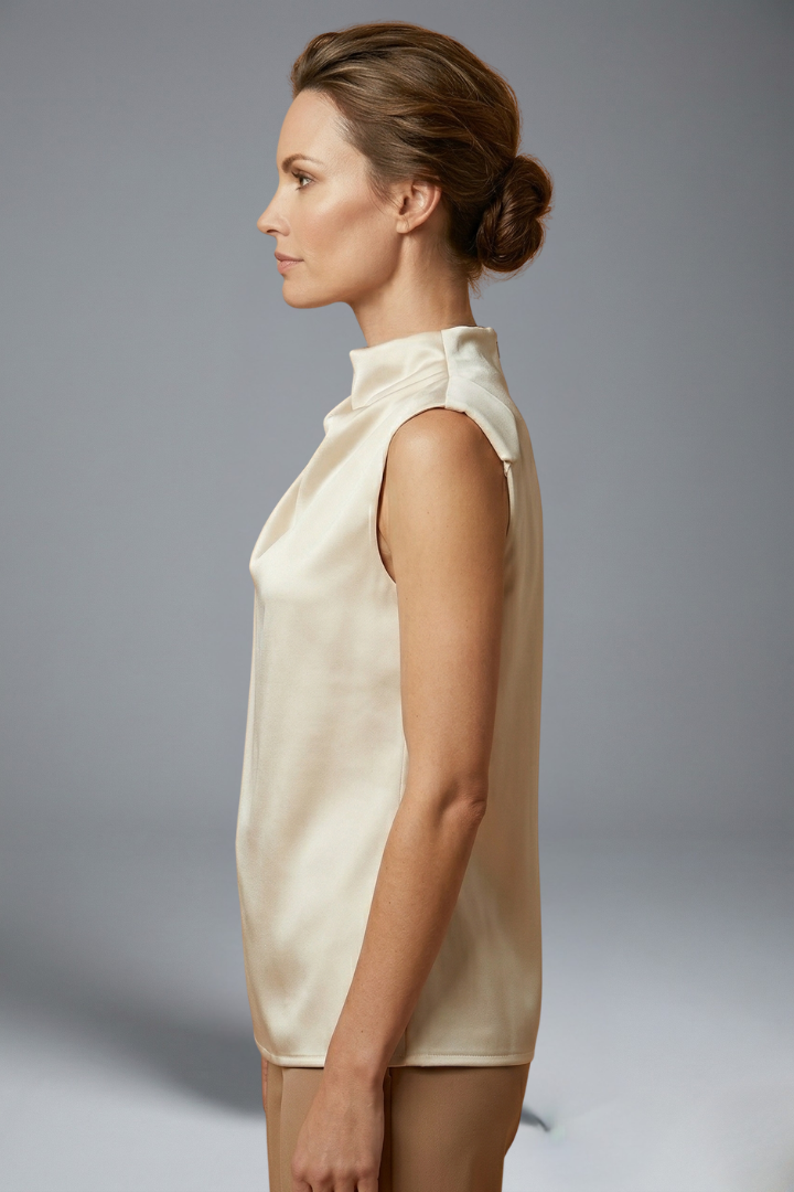 Evadne | Women’s Sleeveless Blouse – Lightweight Relaxed Fit Top with Round Neck