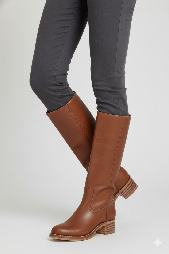 Evarielle | Women’s Knee-High Boots with Round Toe, Block Heel & Sleek Shaft
