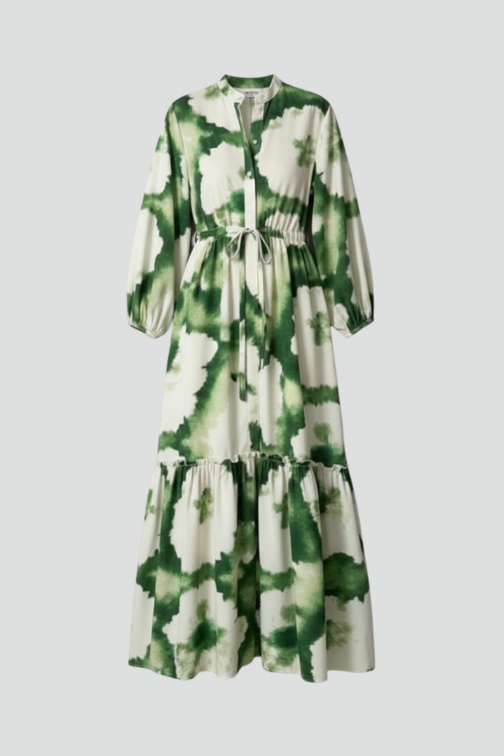 Everly | Women’s Maxi Dress - V-Neck, Long Sleeve Printed Flowy A-Line Maxi Dress