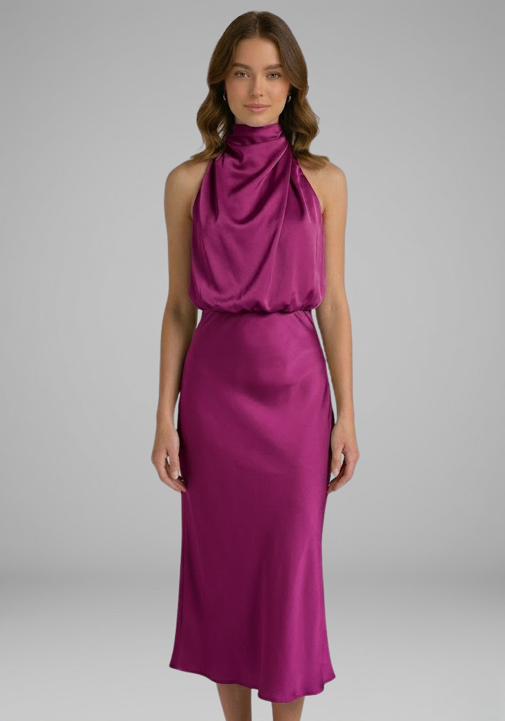 Everlynn | Women's Elegant Sleeveless Maxi Dress with Draped High Neck