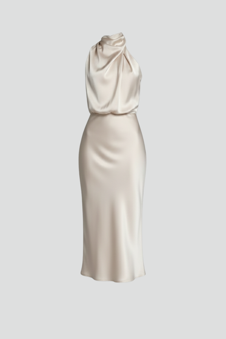 Everlynn | Women's Elegant Sleeveless Maxi Dress with Draped High Neck