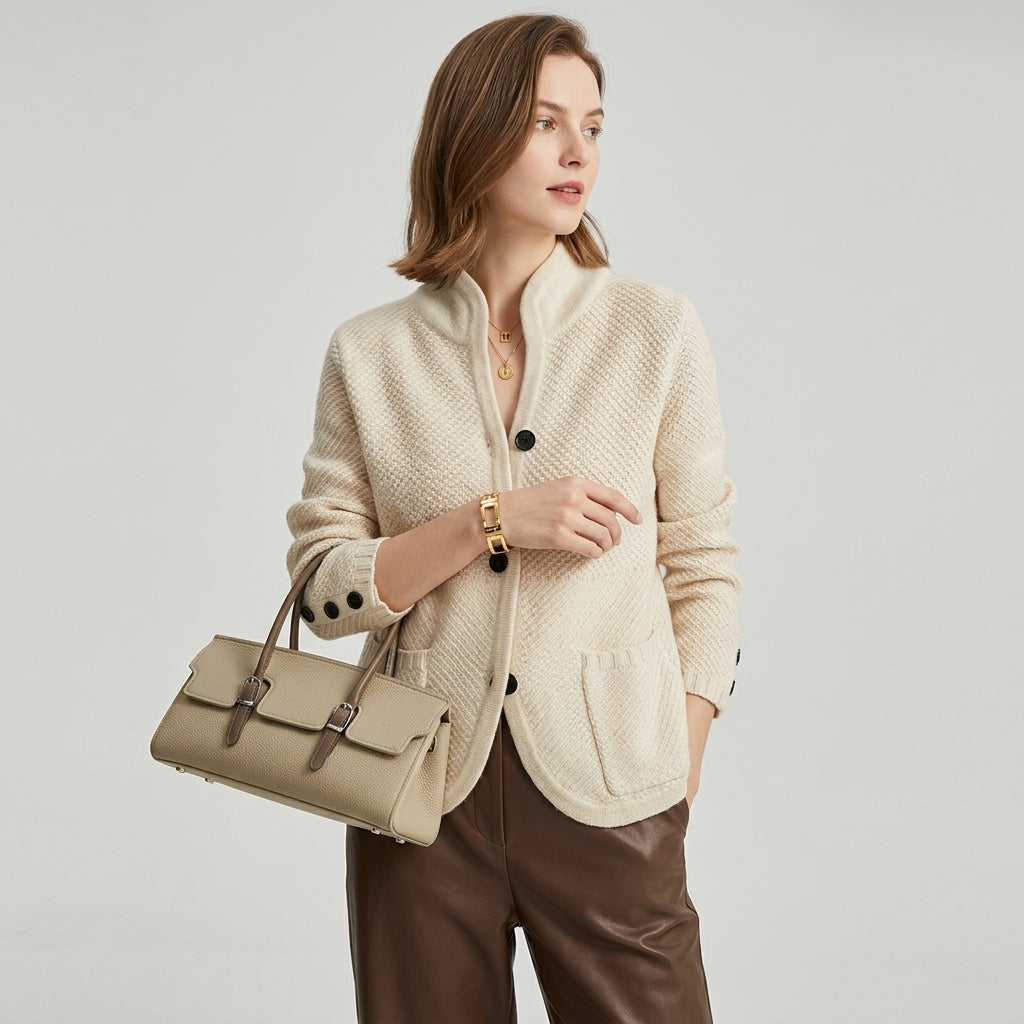 Fabiola | Luxury Women's Vest – Cashmere Cardigan with Button Closure & Pockets