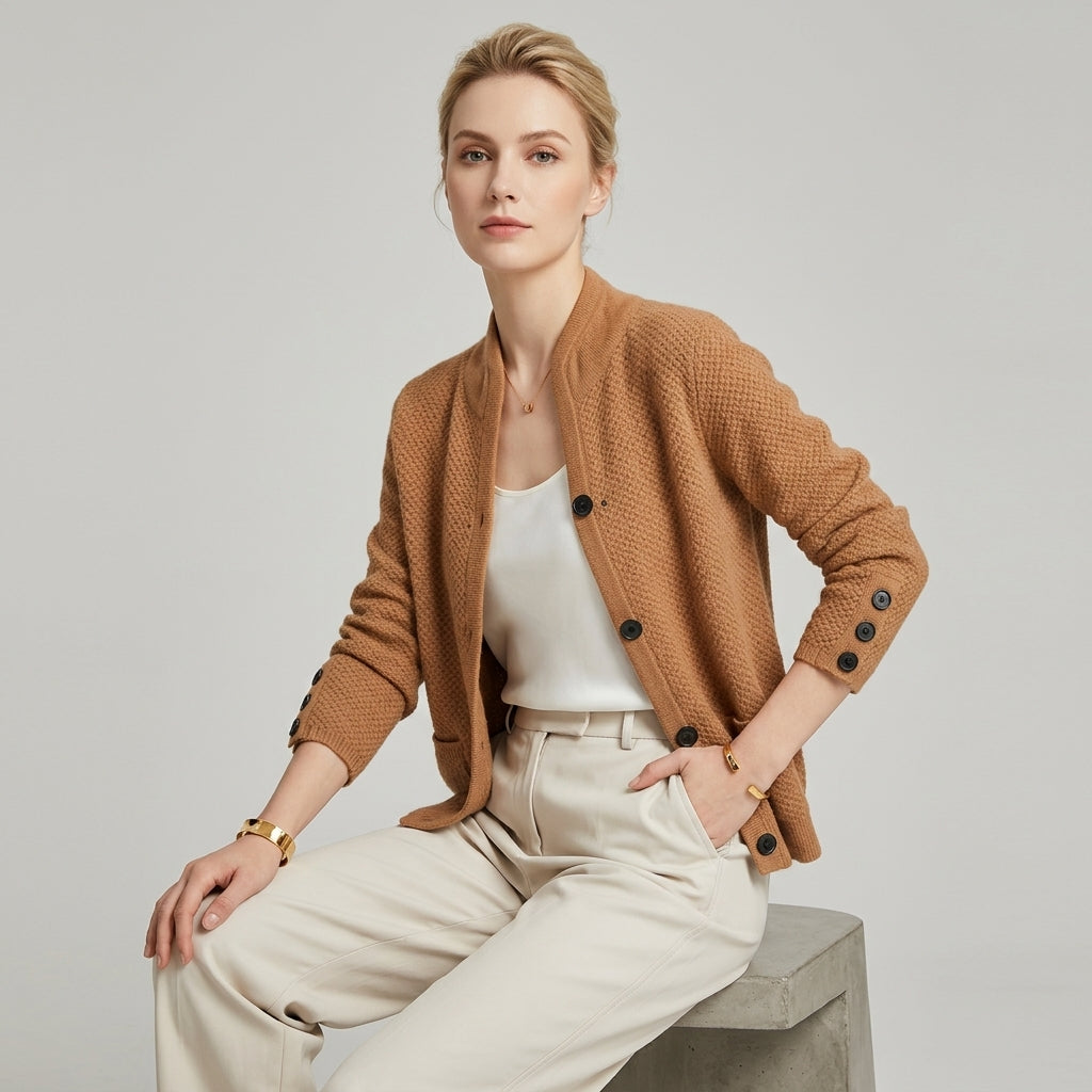 Fabiola | Luxury Women's Vest – Cashmere Cardigan with Button Closure & Pockets