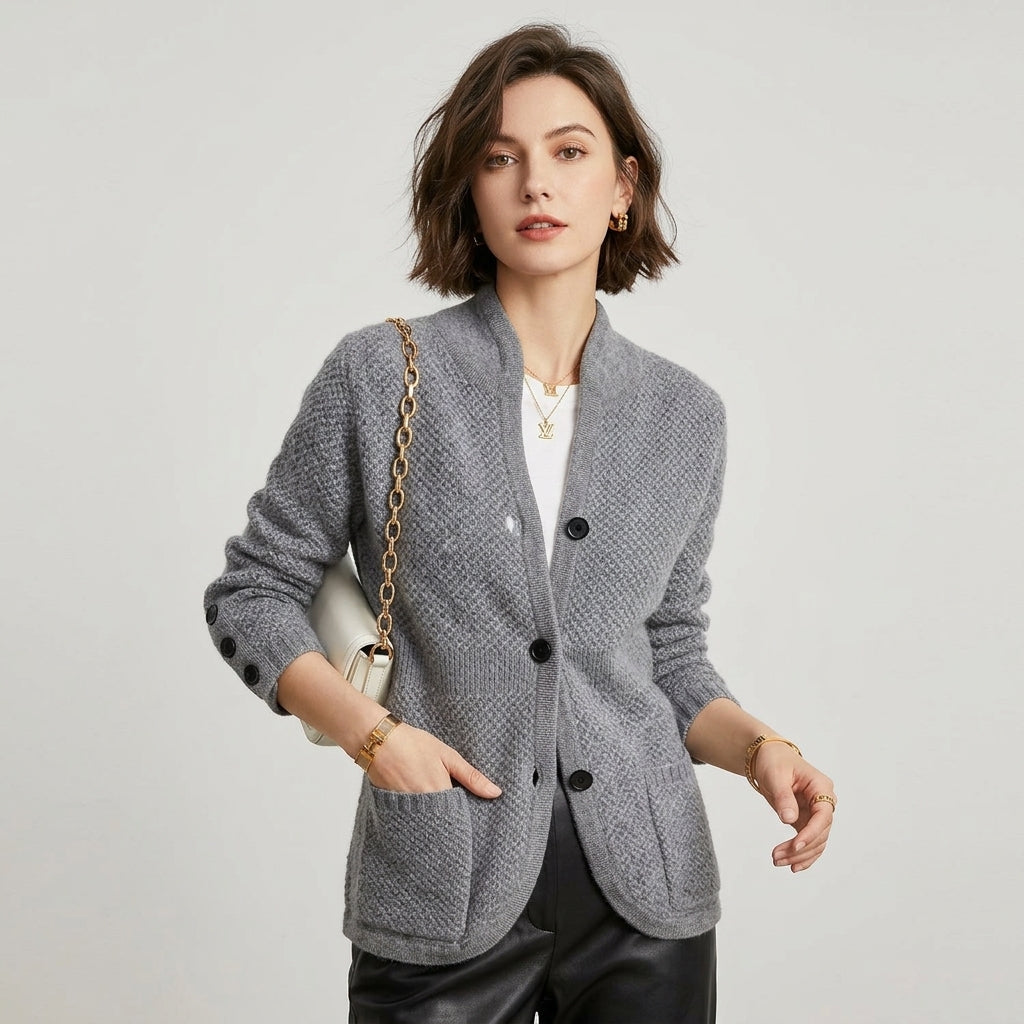 Fabiola | Luxury Women's Vest – Cashmere Cardigan with Button Closure & Pockets