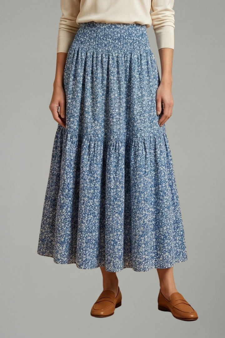 Faylinn | Women’s Floral Skirt – Elastic Waist Pull-On Midi Skirt