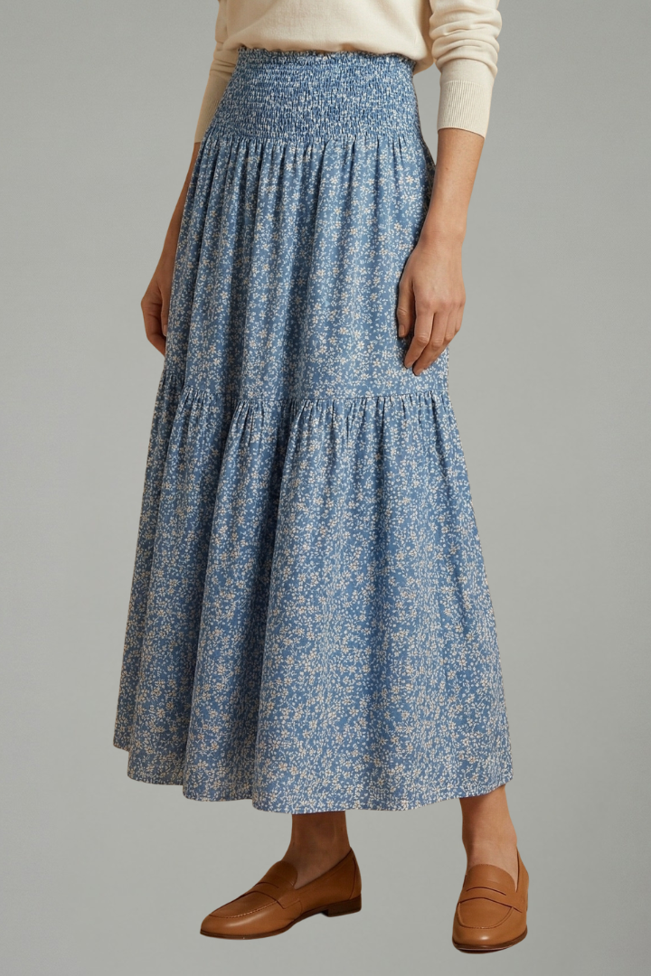 Faylinn | Women’s Floral Skirt – Elastic Waist Pull-On Midi Skirt