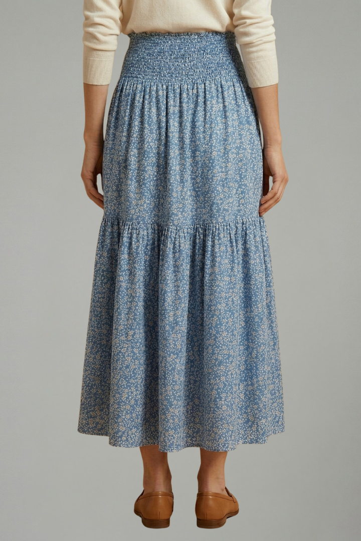 Faylinn | Women’s Floral Skirt – Elastic Waist Pull-On Midi Skirt