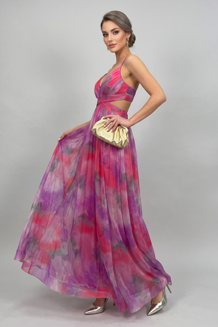 Fina | Women's V-Neck Maxi Dress – Elegant Sleeveless Backless Evening Dress