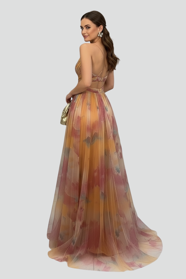 Fina | Women's V-Neck Maxi Dress – Elegant Sleeveless Backless Evening Dress