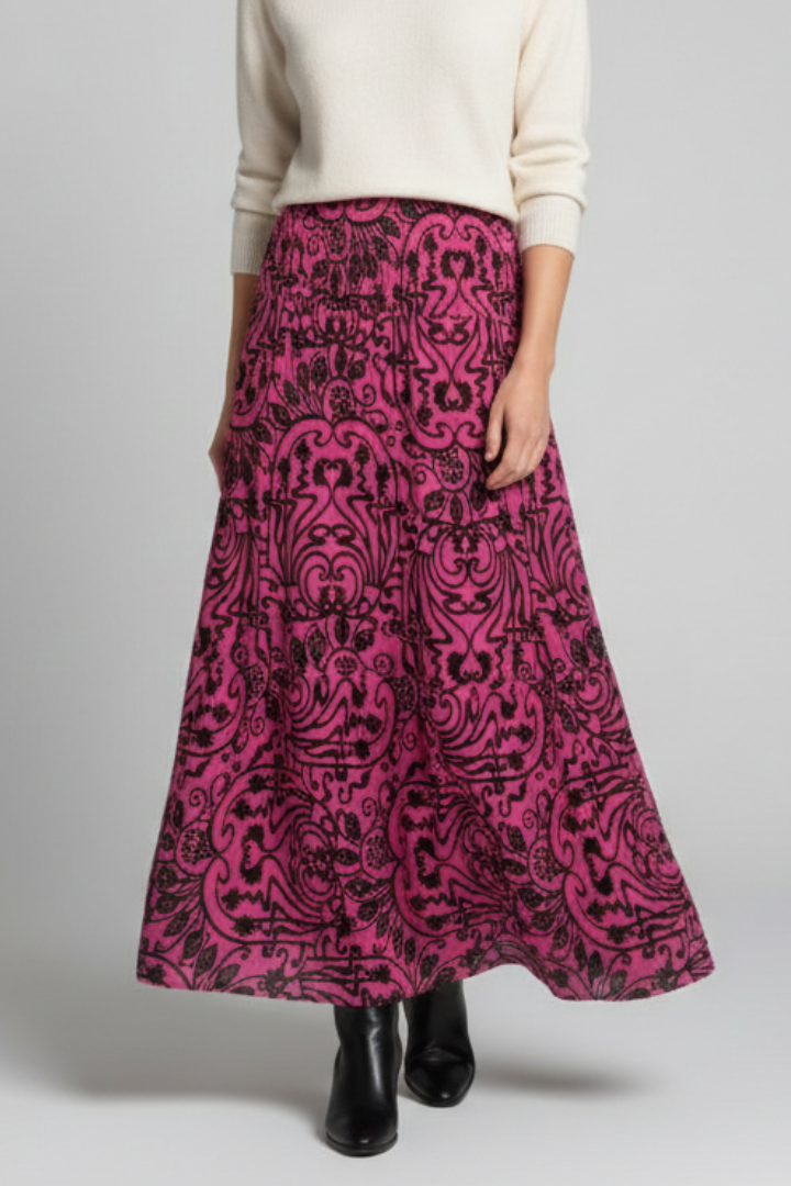 Florentine | Women’s Maxi Skirt – High-Waisted A-Line Long Skirt with Elastic Waist