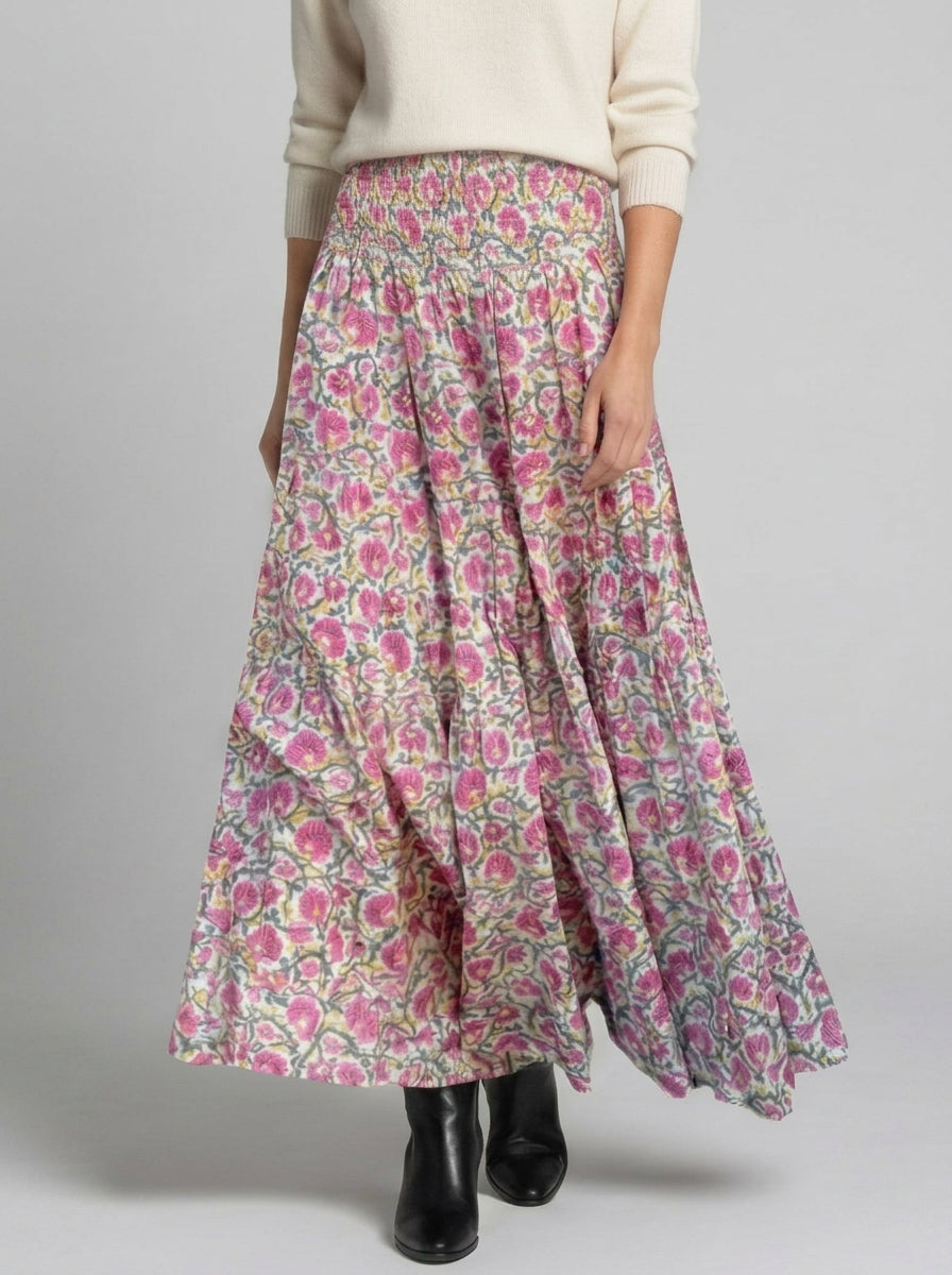 Florentine | Women’s Maxi Skirt – High-Waisted A-Line Long Skirt with Elastic Waist