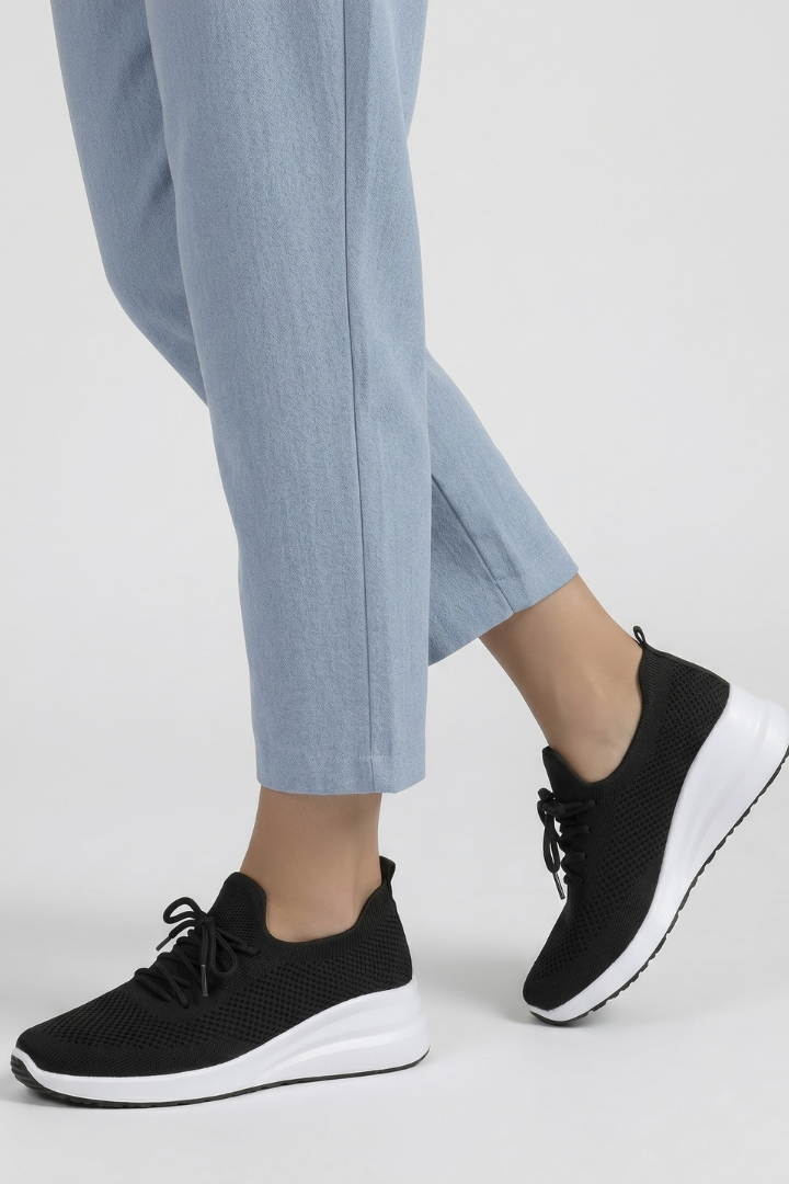 Gelya | Women Knit Sneakers - Lace-Up Low Top, Casual Walking Shoes