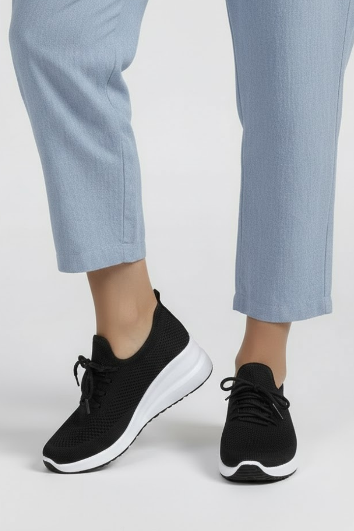 Gelya | Women Knit Sneakers - Lace-Up Low Top, Casual Walking Shoes