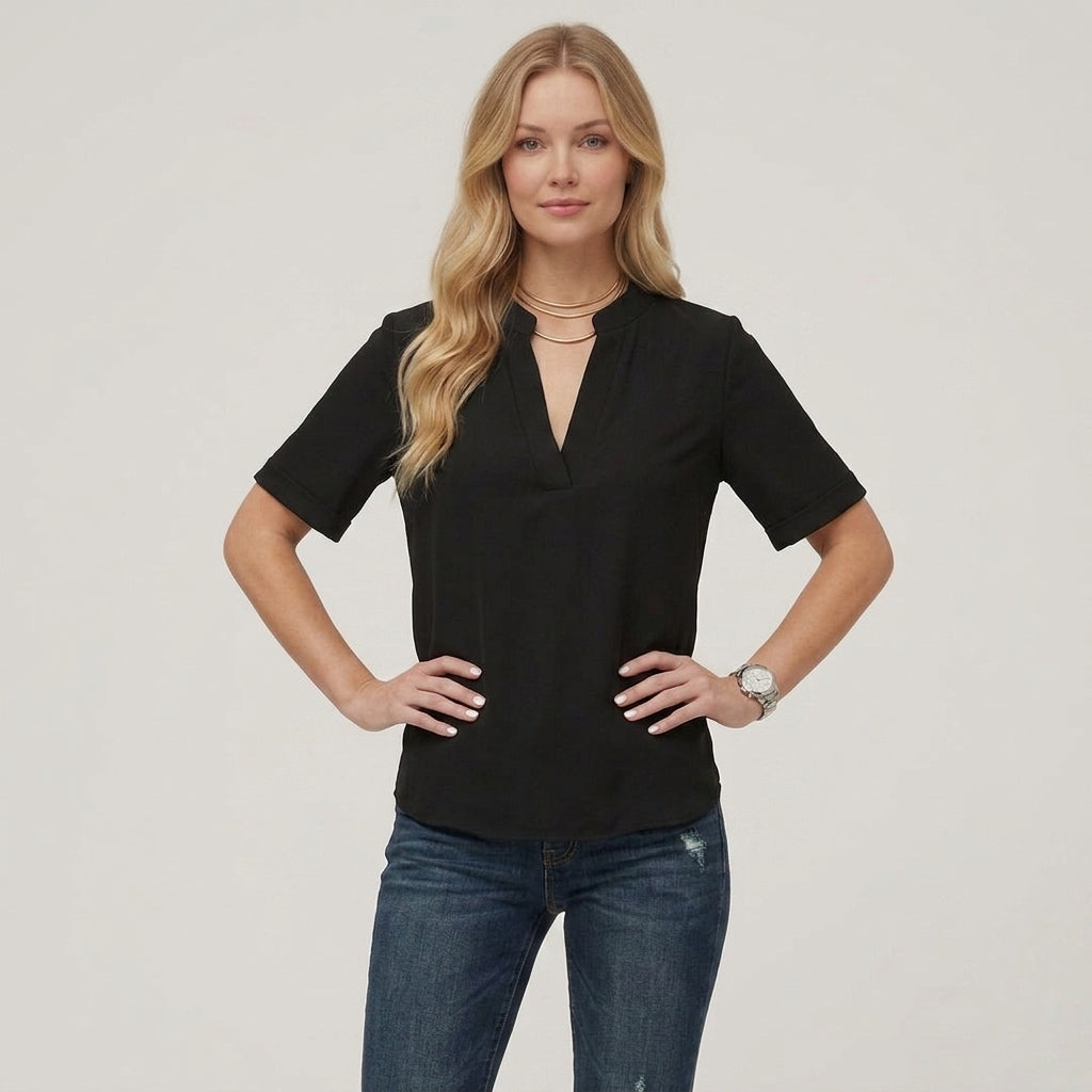 Gemma | Women's Cotton Linen Shirt – Short Sleeve Loose Fit Casual Blouse