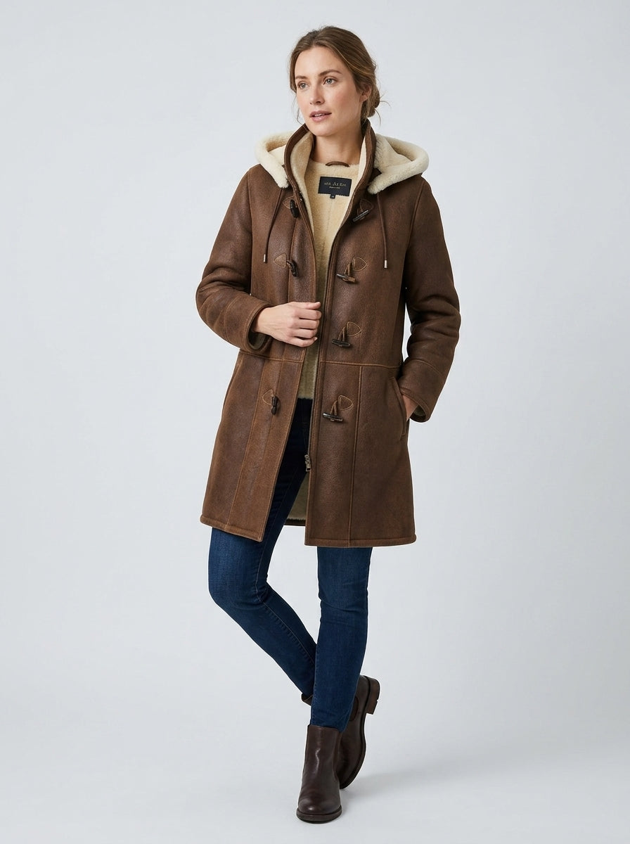 Genevieve | Women’s Winter Coat with Hood, Toggle Fastening, Straight Fit & Welt Pockets