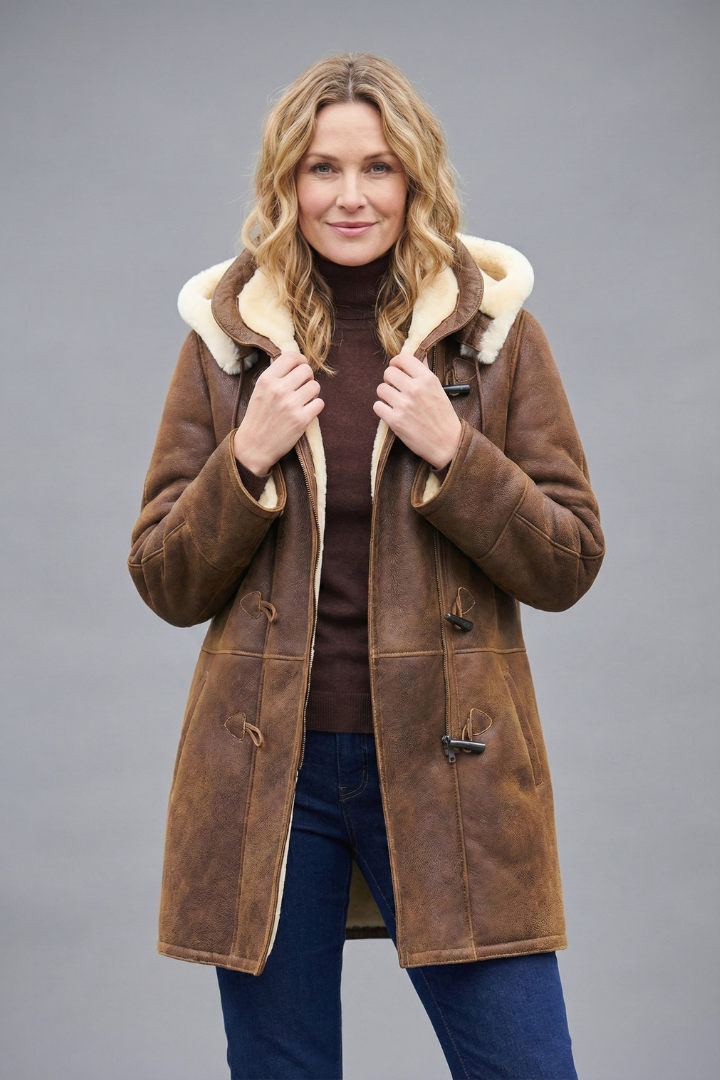 Genevieve | Women’s Winter Coat with Hood, Toggle Fastening, Straight Fit & Welt Pockets