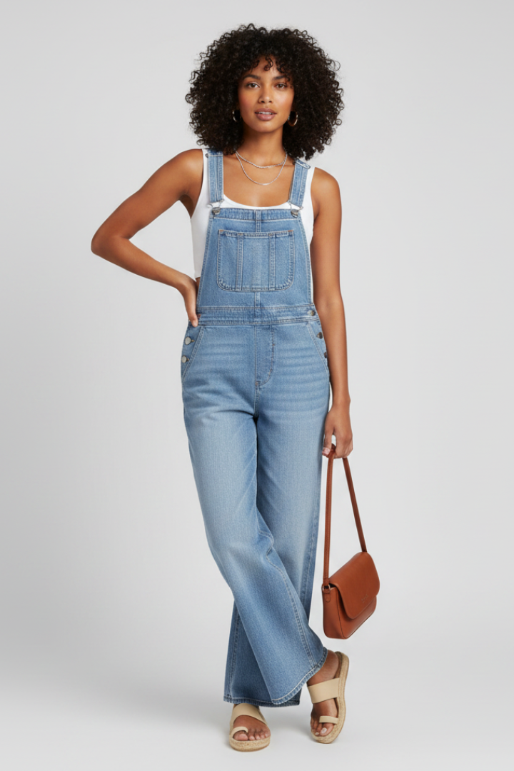 Gianna | Women’s Wide Leg Jumpsuit - Adjustable Straps, Sleeveless Full Length Overalls