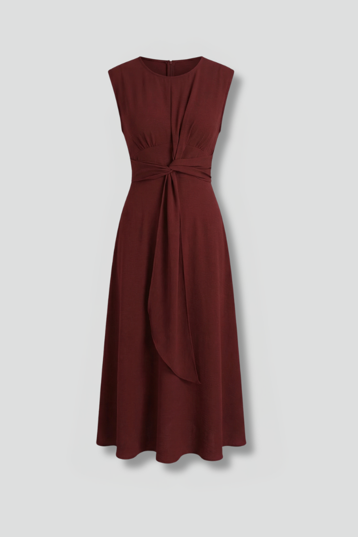 Giselle | Women's Elegant Midi Dress – Sleeveless Round Neck Everyday Dress