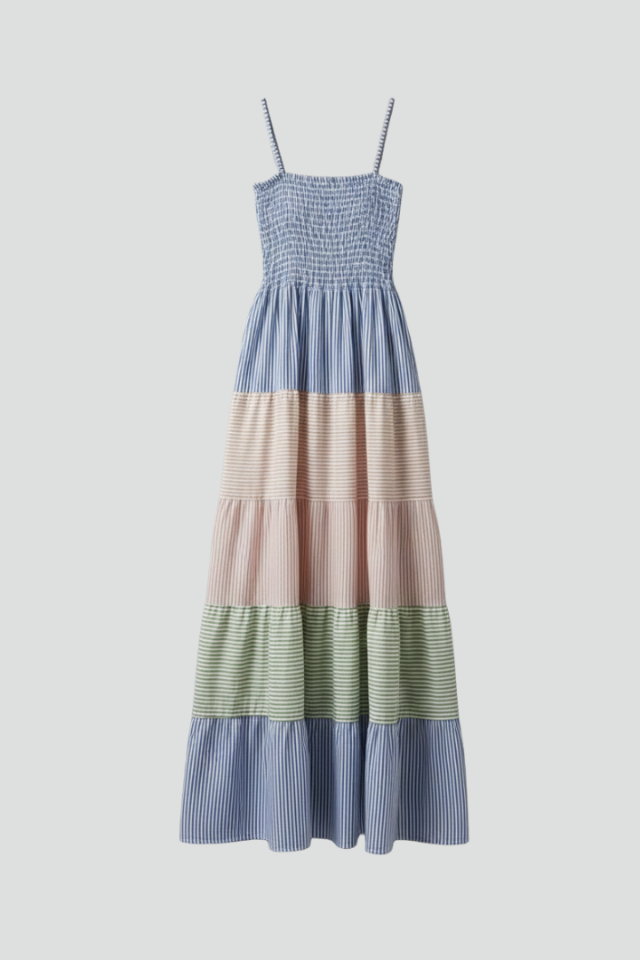 Goldie | Women's Boho Maxi Dress – Sleeveless Round Neck Tiered Printed Dress