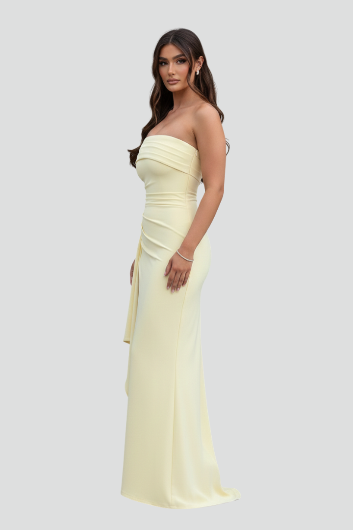 Gylia | Women’s Maxi Dress Strapless – Front Slit Floor Length Formal Occasion Dress