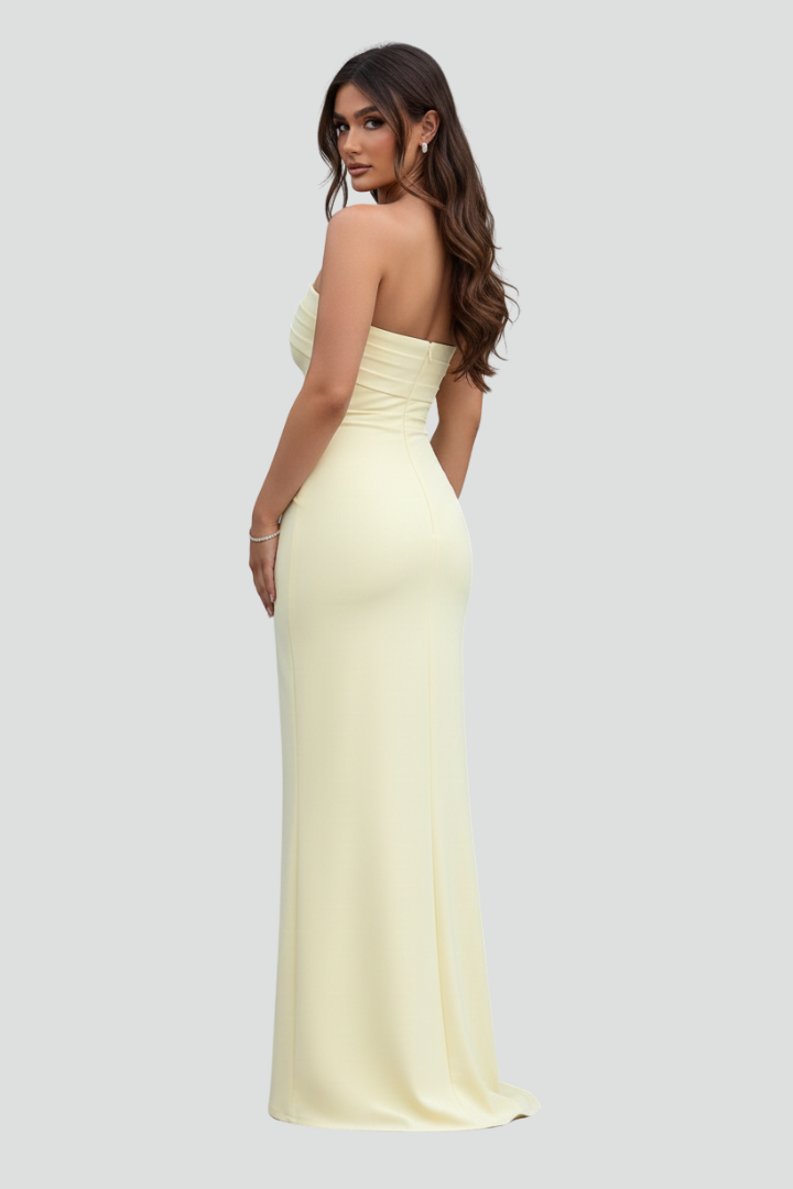 Gylia | Women’s Maxi Dress Strapless – Front Slit Floor Length Formal Occasion Dress