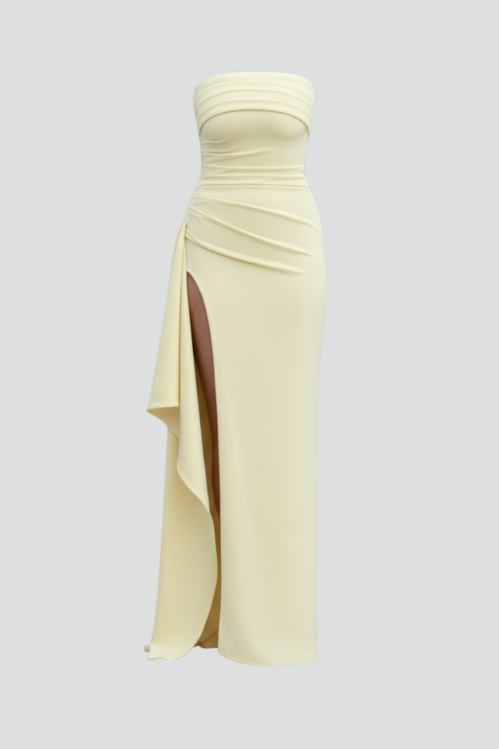 Gylia | Women’s Maxi Dress Strapless – Front Slit Floor Length Formal Occasion Dress