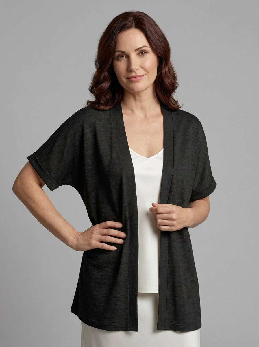Haisley | Women's Open Front Cardigan – Short Sleeve Lightweight Knit Cover Up