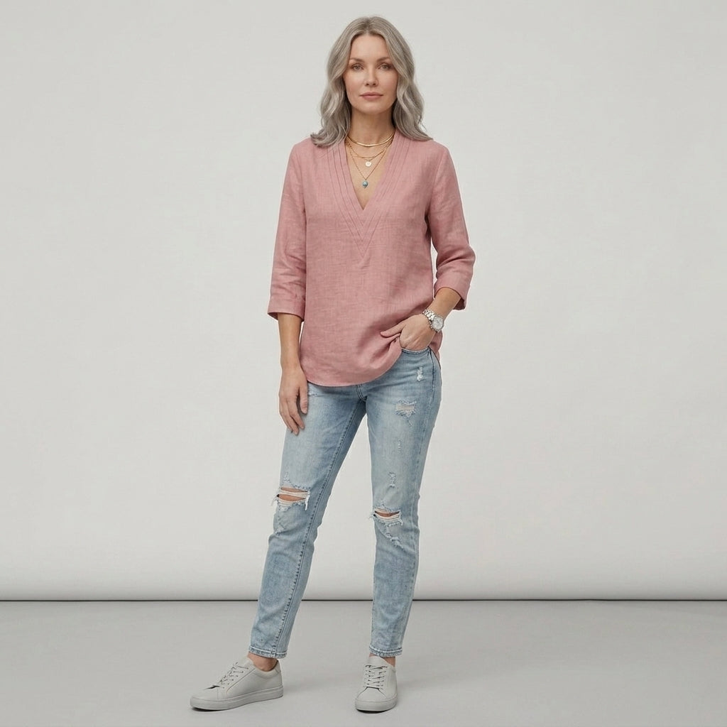 Haven | Women's Elegant Casual Top – V-Neck Lightweight Flowy Blouse