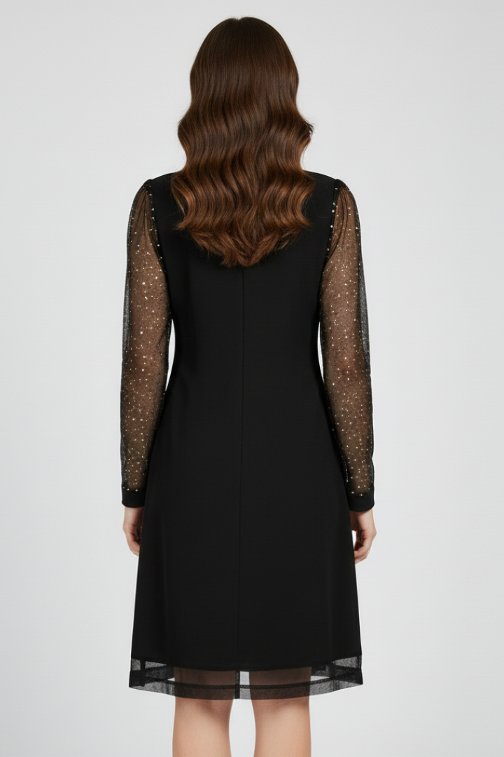 Helisse | Women’s Sequin Cocktail Dress – Plunge V-Neck Long Sleeve Party Dress