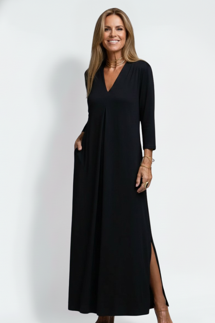 Indie | Women’s V-Neck Maxi Dress – Sleeveless Ankle-Length Dress