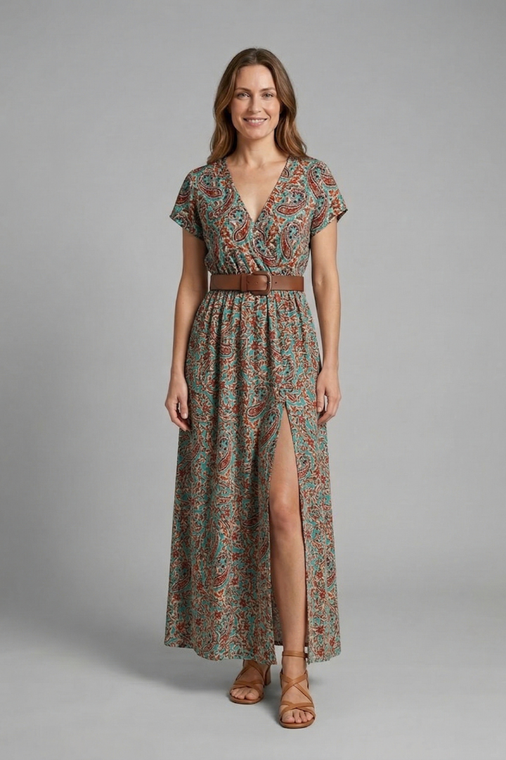 Indie | Women’s V-Neck Maxi Dress – Sleeveless Ankle-Length Dress