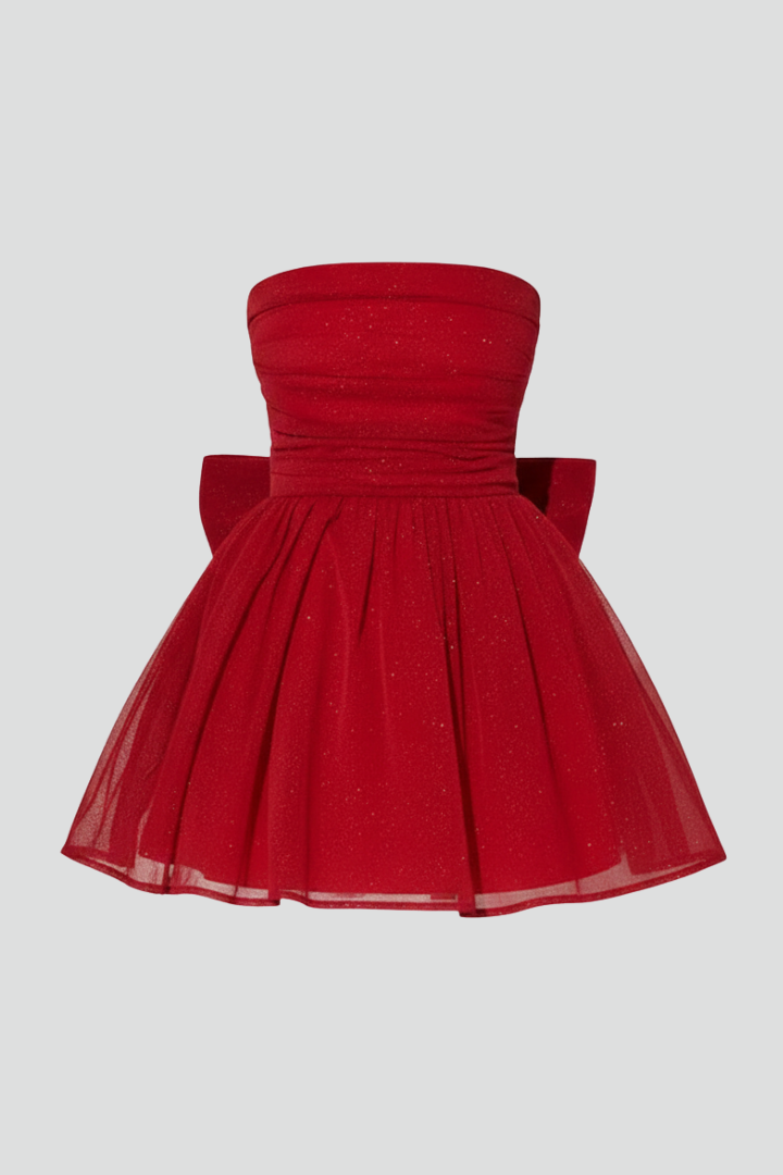 Inna | Women's Strapless Mini Dress – Elegant Bow Front Cocktail Dress