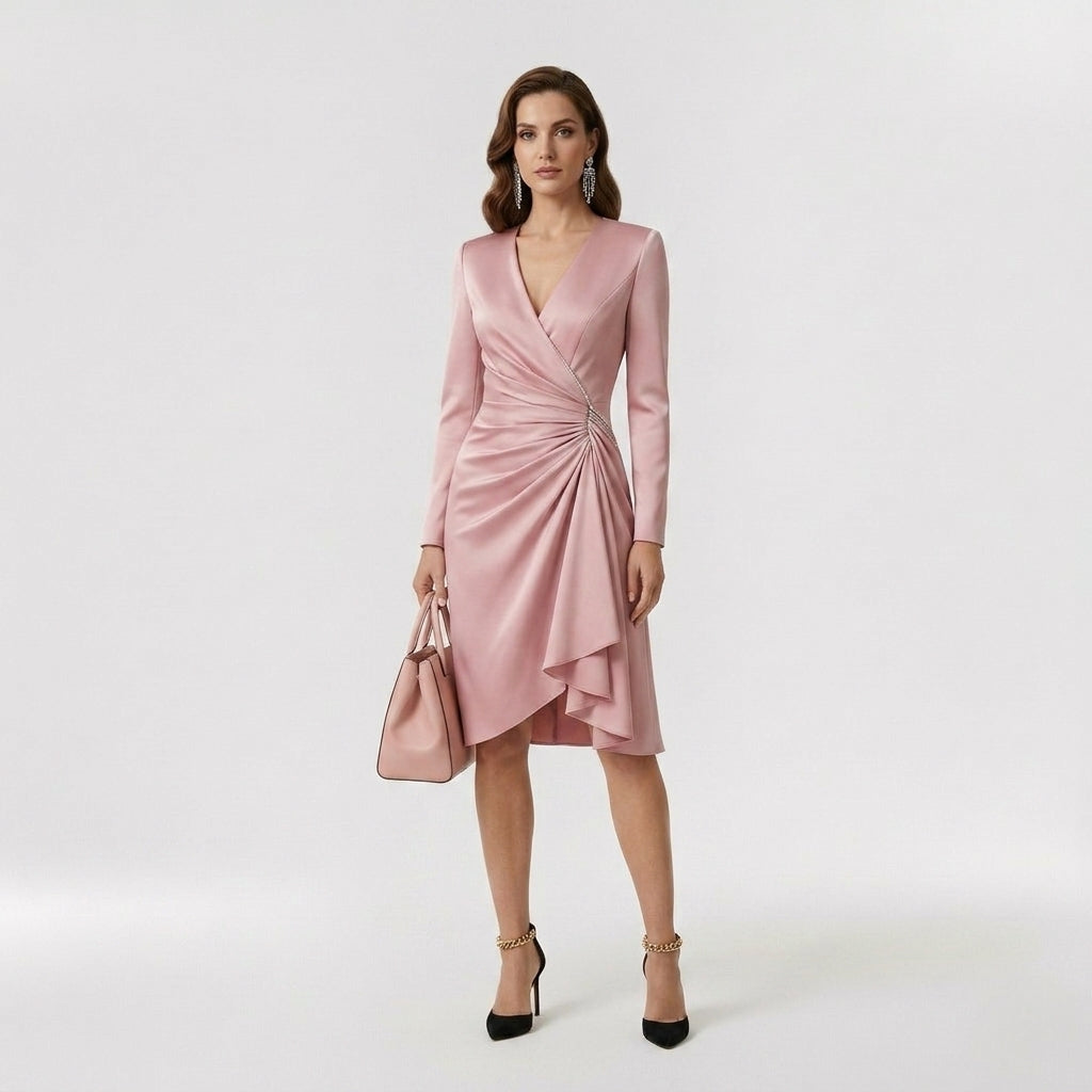 Ireland | Women's Casual Midi Dress – V-Neck Flowy Short Sleeve Lightweight Dress