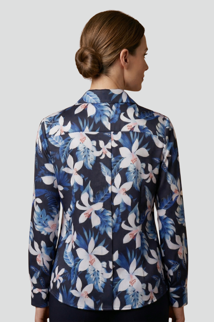 Isadora | Women’s Long Sleeve Blouse – Collared Button-Up Shirt with Chest Pocket
