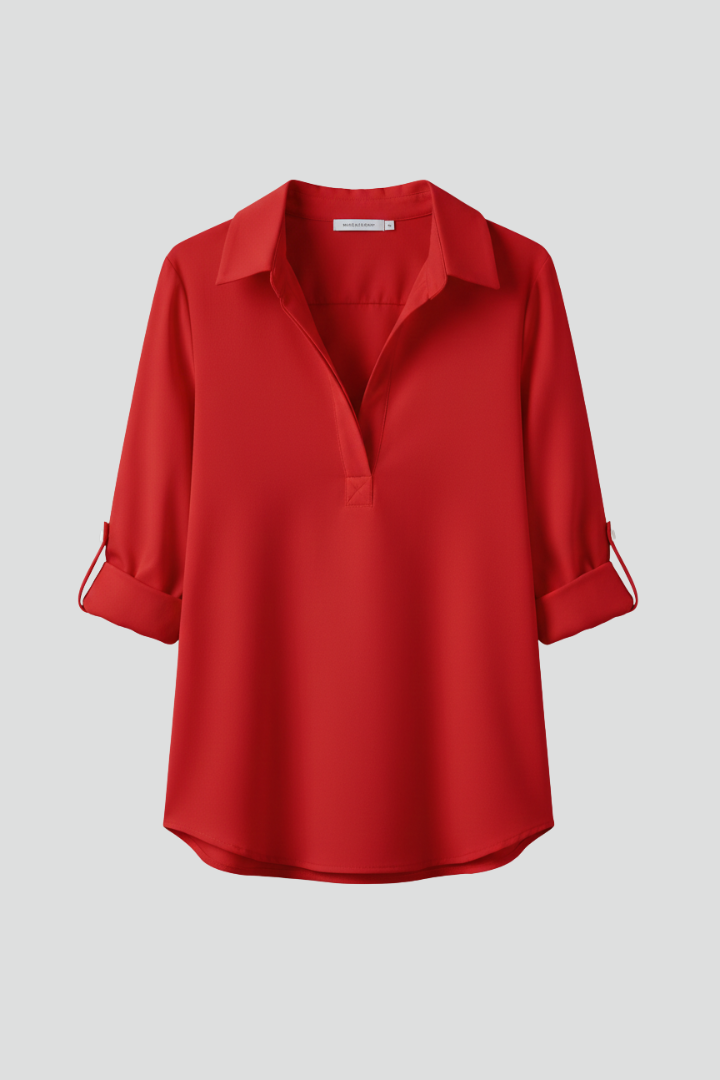 Isadora | Women’s Long Sleeve Blouse – Collared Button-Up Shirt with Chest Pocket
