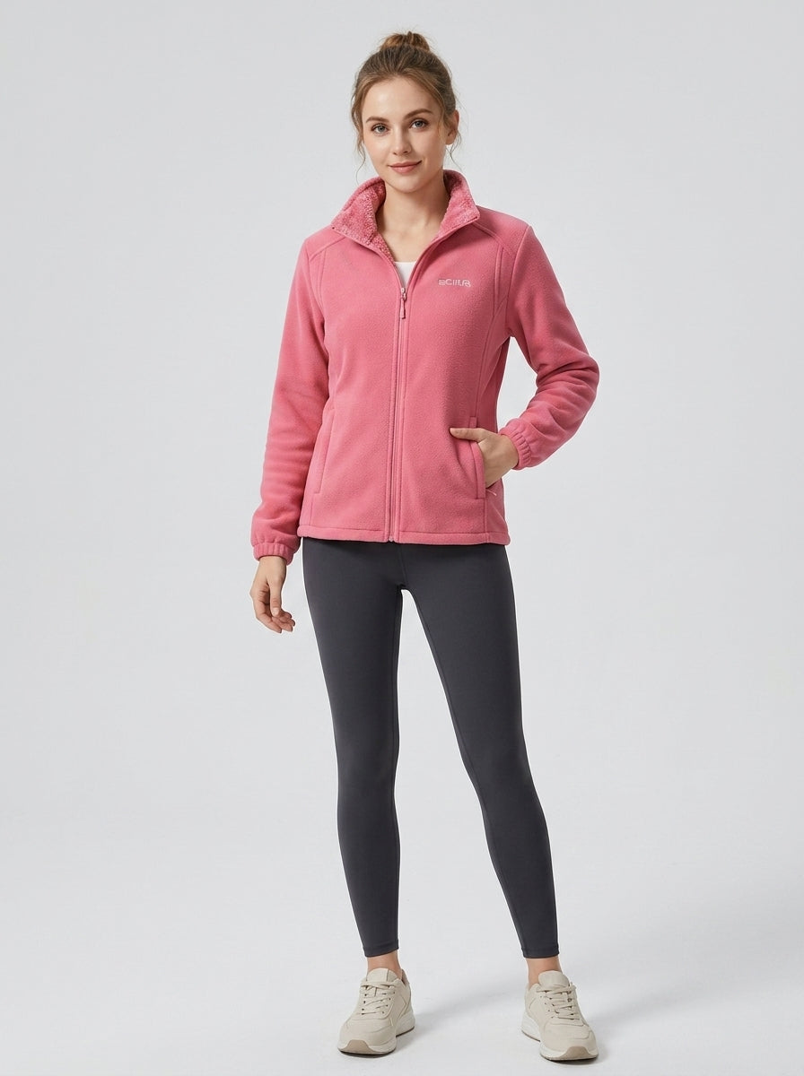 Isavelle | Women's Fleece Jacket, Plush Lined Stand Collar Coat