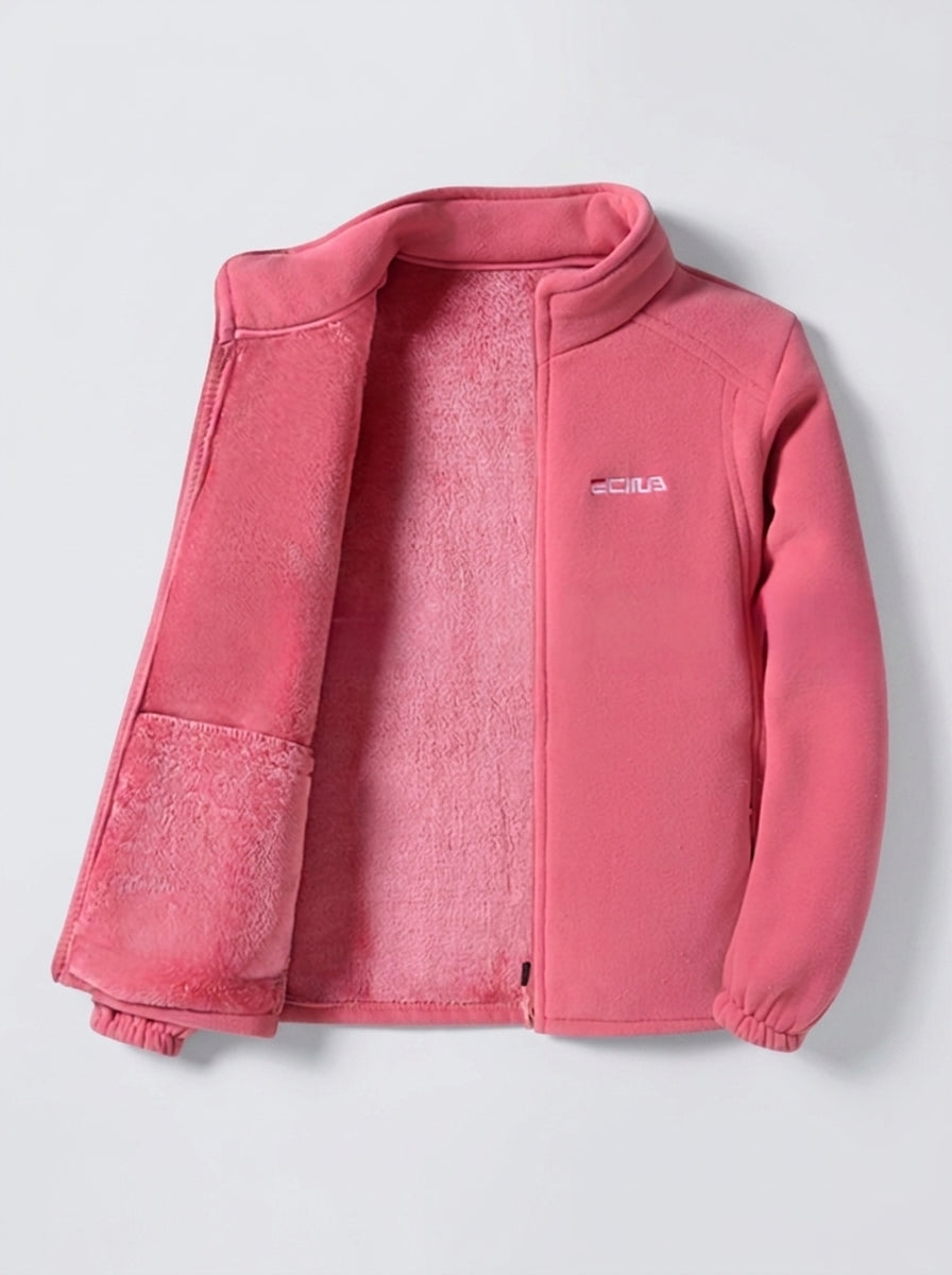 Isavelle | Women's Fleece Jacket, Plush Lined Stand Collar Coat