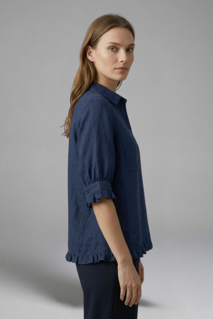 Isley | Women's Casual Button-Up Shirt – Collared Short Sleeve Blouse