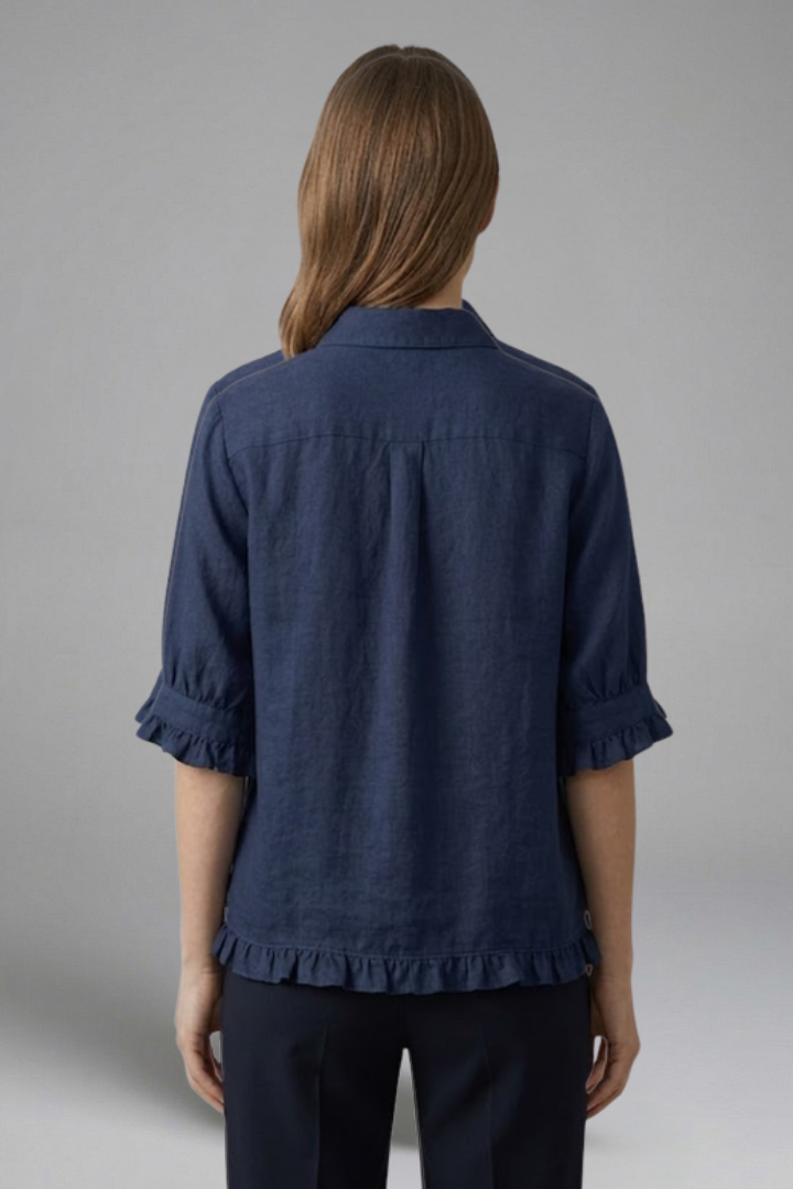 Isley | Women's Casual Button-Up Shirt – Collared Short Sleeve Blouse