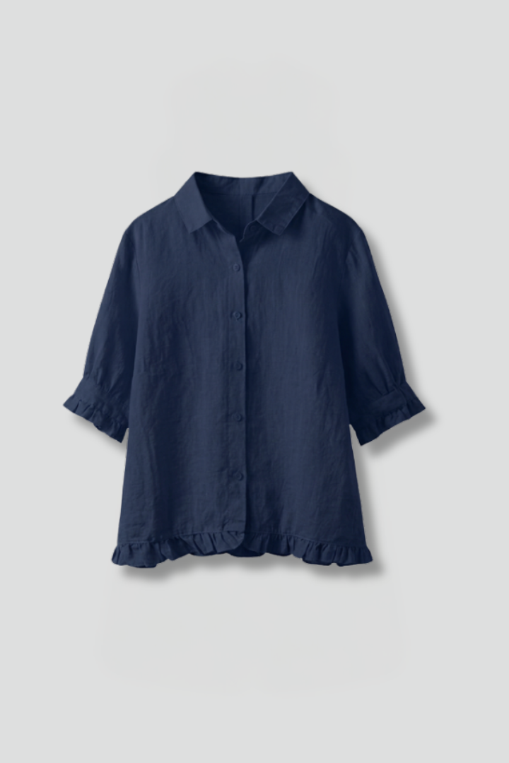Isley | Women's Casual Button-Up Shirt – Collared Short Sleeve Blouse