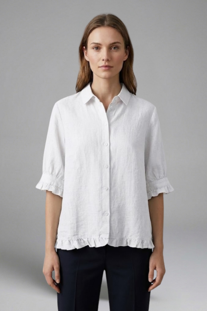 Isley | Women's Casual Button-Up Shirt – Collared Short Sleeve Blouse