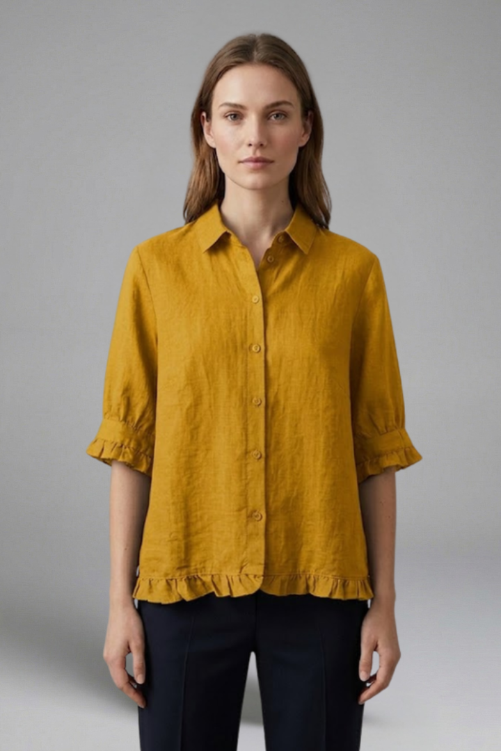 Isley | Women's Casual Button-Up Shirt – Collared Short Sleeve Blouse