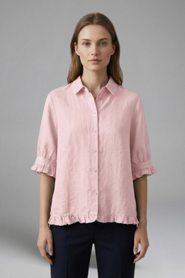 Isley | Women's Casual Button-Up Shirt – Collared Short Sleeve Blouse