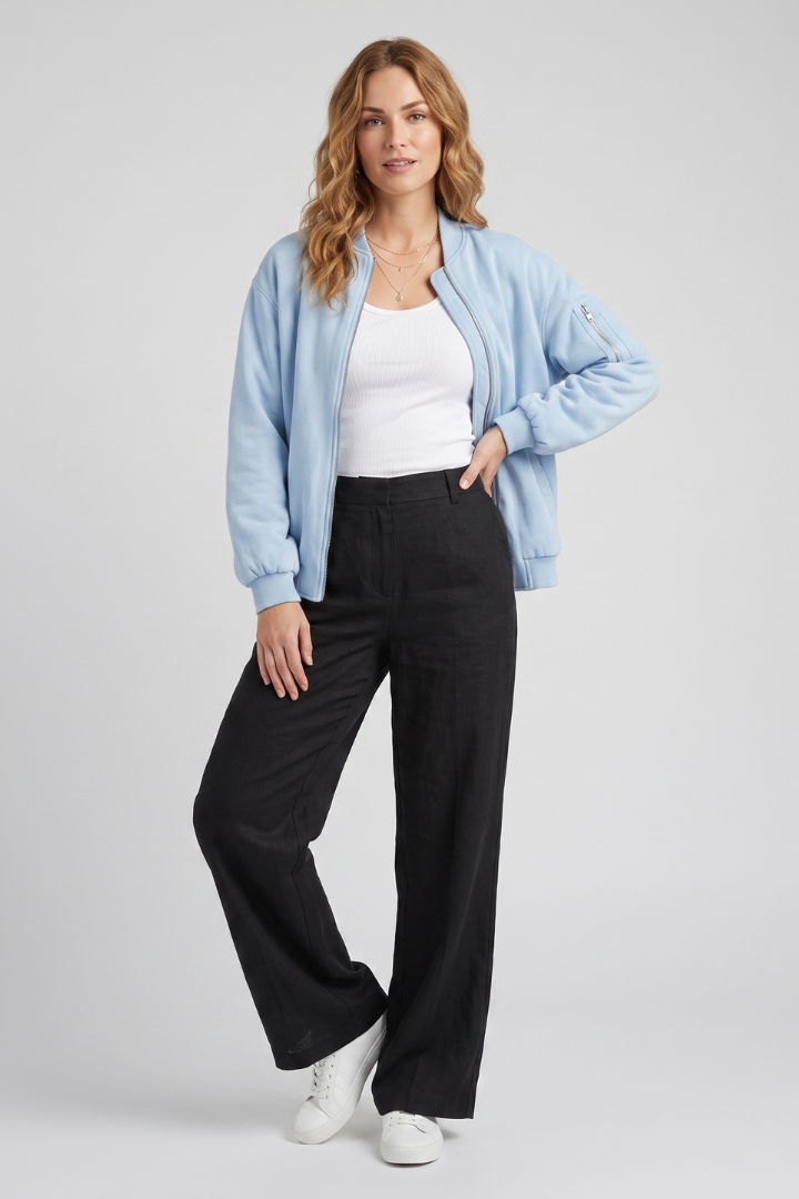 Ivanna | Women's Casual Zip Jacket – Bomber Style Coat with Snap Button Pockets