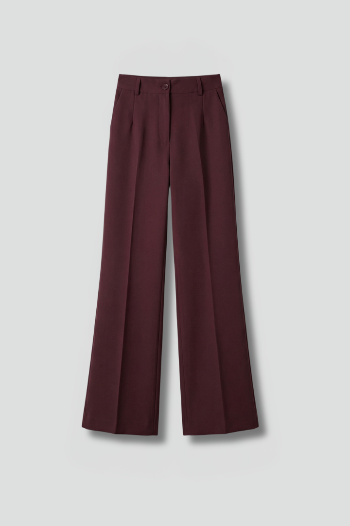 Ivory | Women's High Waist Straight Leg Trousers – Pull-On Stretch Dress Pants