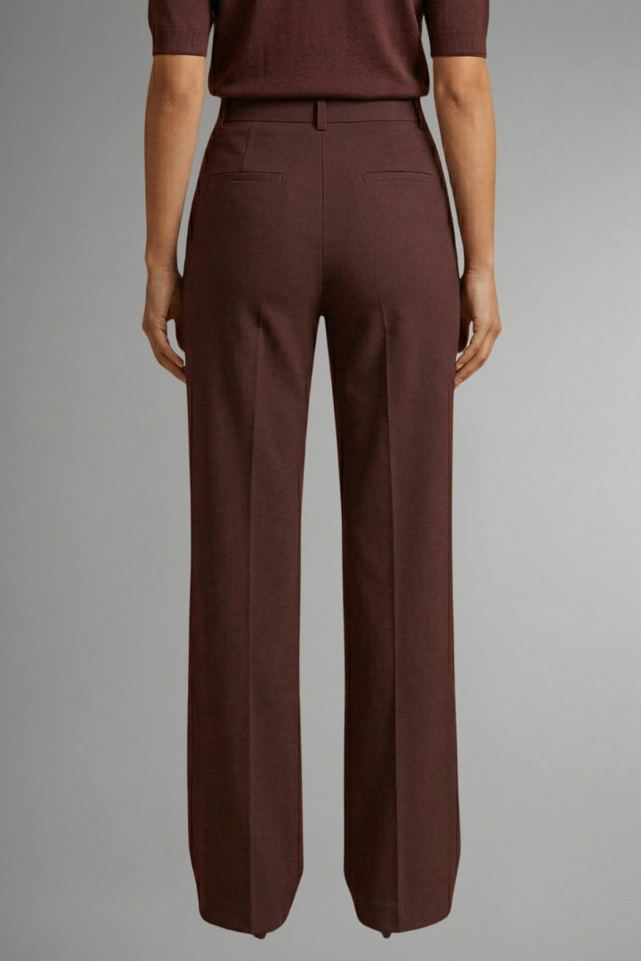 Ivory | Women's High Waist Straight Leg Trousers – Pull-On Stretch Dress Pants