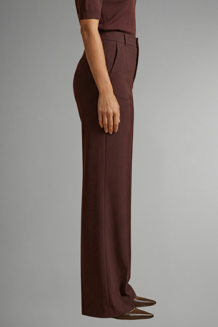 Ivory | Women's High Waist Straight Leg Trousers – Pull-On Stretch Dress Pants