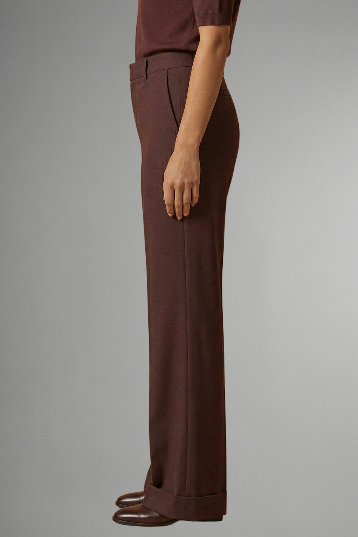 Ivory | Women's High Waist Straight Leg Trousers – Pull-On Stretch Dress Pants