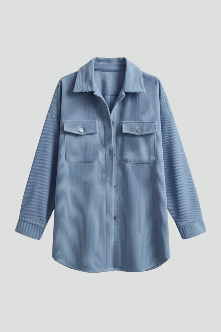 Janelle | Women's Corduroy Shirt Jacket – Button-Up Shacket with Chest Pockets & Long Sleeves