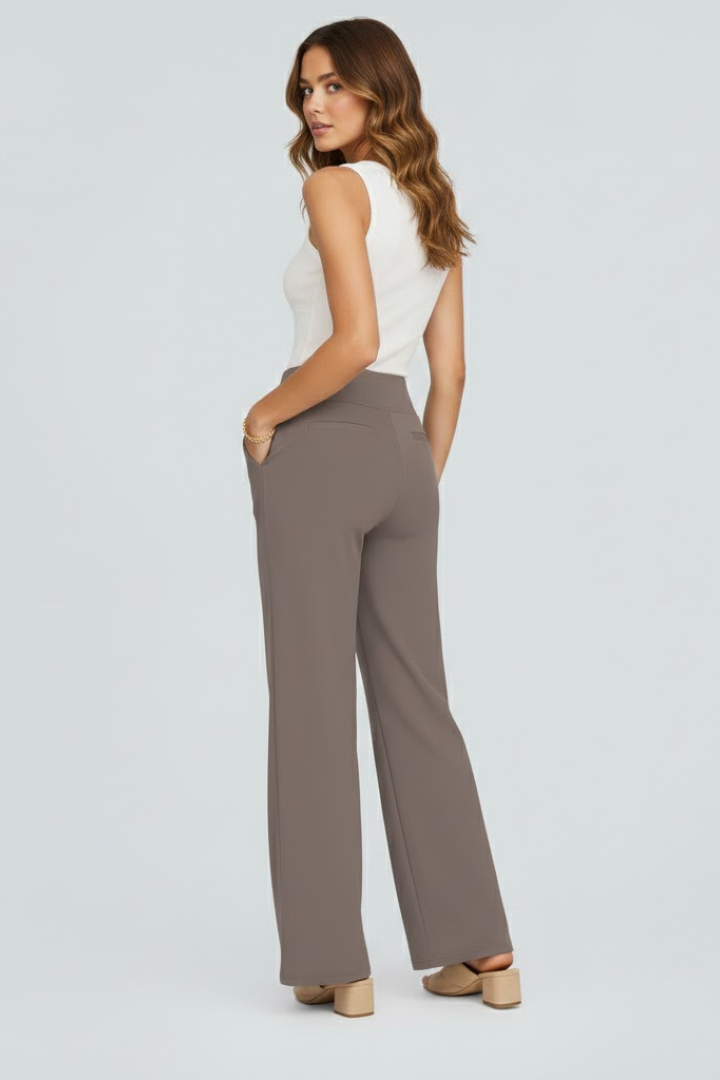 Jely | Women’s Elastic Waist Wide Leg Pants – High Rise Comfortable Pocket Trousers